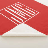 Couverture Sherpa 3 Initiales Monogramme | Rouge et blanc (ou couleu (3/4)