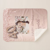 Couverture Sherpa 40e anniversaire photo rose or parties scintillant (Devant (Horizontal))