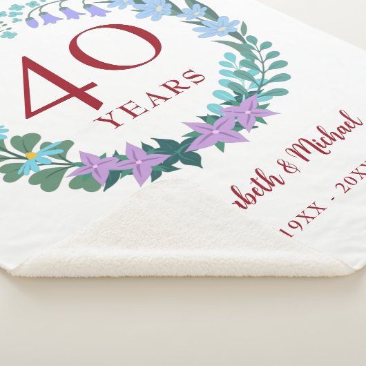 Couverture Sherpa 40e anniversaire Ruby Floral Bluebell Wreath (3/4)