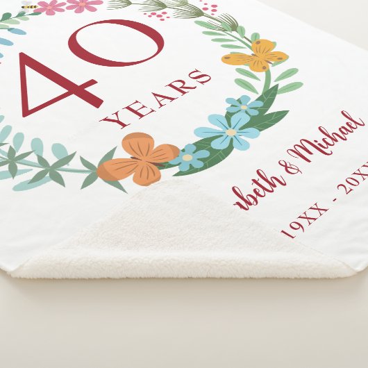 Couverture Sherpa 40e anniversaire Ruby Floral Butterfly Wreath (3/4)