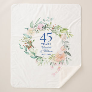 Couverture Sherpa 45e 65e anniversaire du Mariage Garland floral