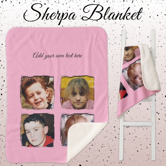 Couverture Sherpa 4 photo collage add text pink