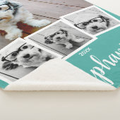 Couverture Sherpa 4 Photo Collage Nom du script Blanc Turquoise (3/4)