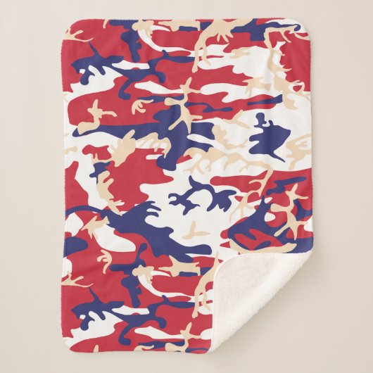 Couverture Sherpa 4th of July, Independence day, Camouflage Beige (Devant)