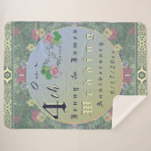 Couverture Sherpa 4th Year Wedding Anniversary Green&Blue Flower (Devant (Horizontal))