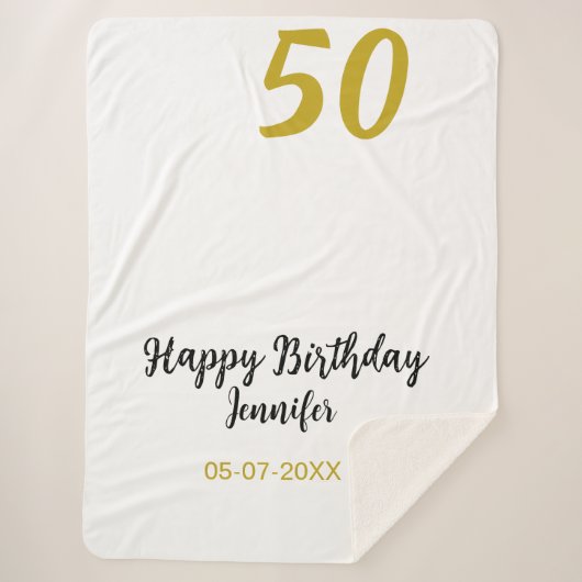 Couverture Sherpa 50e anniversaire ajouter nom date année noire modè (Devant)