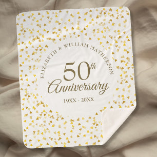 Couverture Sherpa 50e Anniversaire de Mariage Cœur d'Amour en Confet
