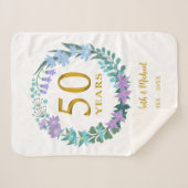 Couverture Sherpa 50e anniversaire Golden Floral Bluebells Wreath (Devant (Horizontal))