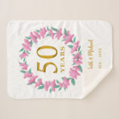 Couverture Sherpa 50e anniversaire Golden Floral Rose Wreath (Devant (Horizontal))