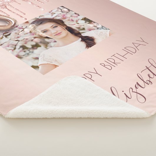 Couverture Sherpa 50e anniversaire rose or parties scintillant blush (3/4)