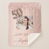 Couverture Sherpa 50e anniversaire rose or parties scintillant blush (Devant)