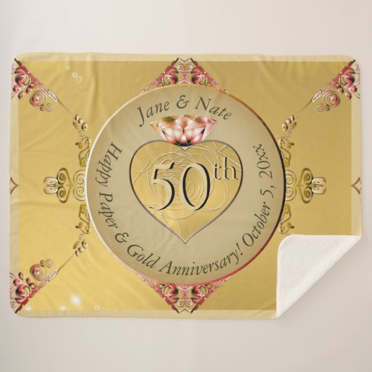 Couverture Sherpa 50e ou 1er anniversaire d'or Sherpa Blanket (Devant (Horizontal))