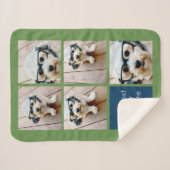 Couverture Sherpa 5 Collage photo et bloc couleur texte - bleu vert (Devant (Horizontal))