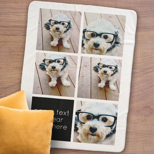 Couverture Sherpa 5 Collage photo et bloc de couleur texte - noir bl