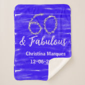 Couverture Sherpa 60 & fabuleux anniversaire bleu argent ajouter nom (Devant)