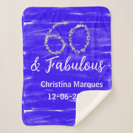 Couverture Sherpa 60 & fabuleux anniversaire bleu argent ajouter nom (Devant)