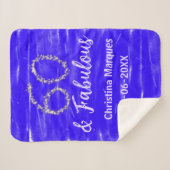 Couverture Sherpa 60 & fabuleux anniversaire bleu argent ajouter nom (Devant (Horizontal))