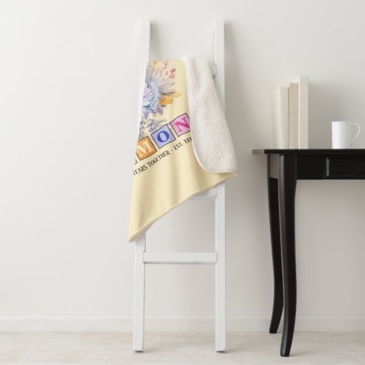 Couverture Sherpa 60e anniversaire du diamant gerbera fleurs pêche (En situation)