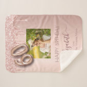 Couverture Sherpa 60e anniversaire rose gouttes rose or photo (Devant (Horizontal))