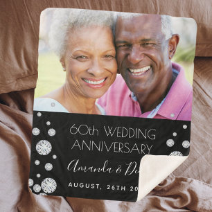 Couverture Sherpa 60ème diamant mariage anniversaire photo noir