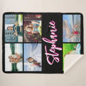 Couverture Sherpa 6 Photo Collage personnalisé rose chaud noir (Devant (Horizontal))