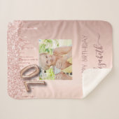 Couverture Sherpa 70e anniversaire blush rose or parties scintillant (Devant (Horizontal))