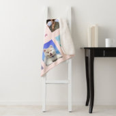 Couverture Sherpa 70e anniversaire rose or blush rose collage photo (En situation)