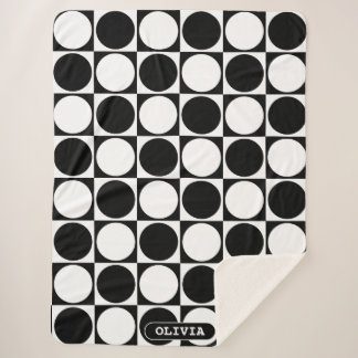 Couverture Sherpa 70s Checks and Circles Black and White