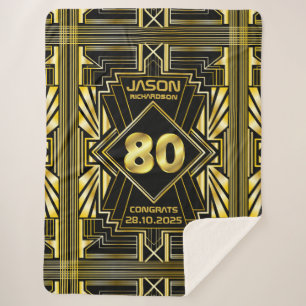Couverture Sherpa 80e anniversaire Art Déco Gold Black Great Gatsby