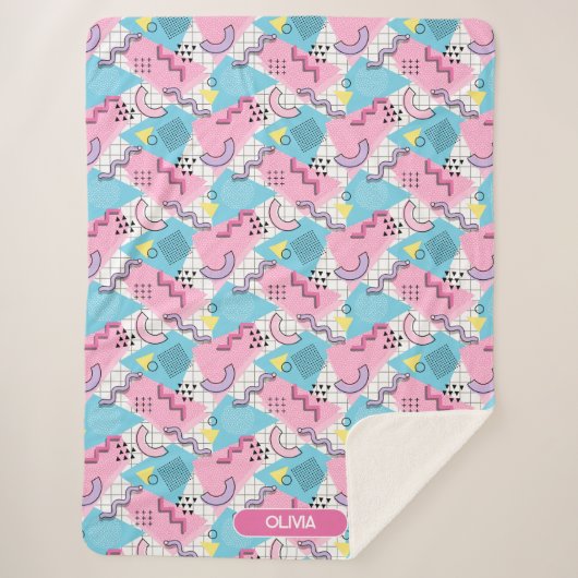 Couverture Sherpa 80's Memphis Active Pink Light Blue (Devant)