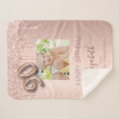 Couverture Sherpa 90e anniversaire rose or parties scintillant petit (Devant (Horizontal))