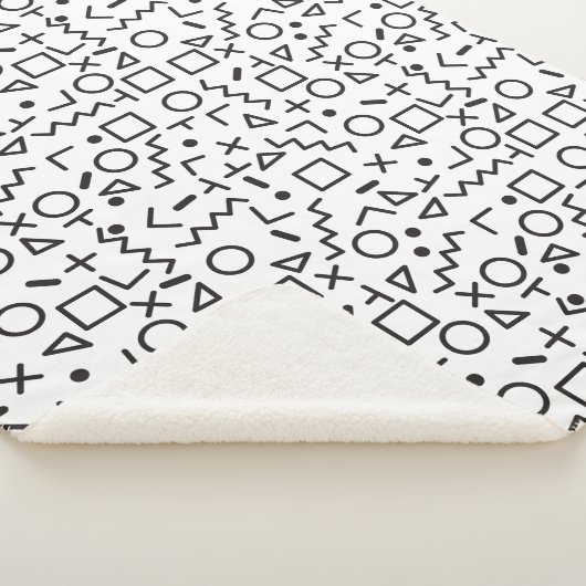 Couverture Sherpa 90's Noir & Blanc Retro Shapes Motif (3/4)