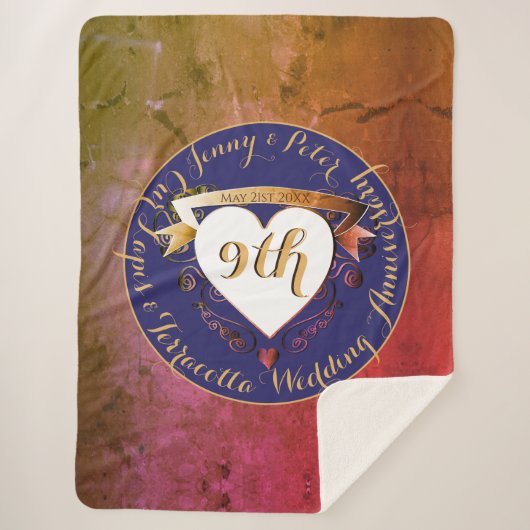 Couverture Sherpa 9ème anniversaire Mariage de Terracotta Lapis Lazu (Devant)