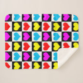 Couverture Sherpa à damiers Coeurs colorés Motif (Devant (Horizontal))