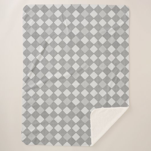 Couverture Sherpa à damiers motif 01 w Offwhite BG (Devant)