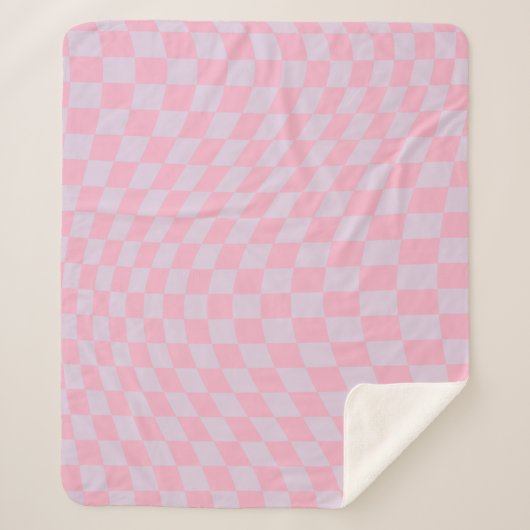 Couverture Sherpa à damiers Motif Lilac Pink Check Checkerboard (Devant)