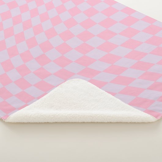 Couverture Sherpa à damiers Motif Lilac Pink Check Checkerboard (3/4)