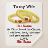 Couverture Sherpa À ma femme pour son couple mariage anneau monogram (Devant)