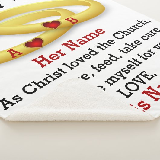 Couverture Sherpa À ma femme pour son couple mariage anneau monogram (3/4)