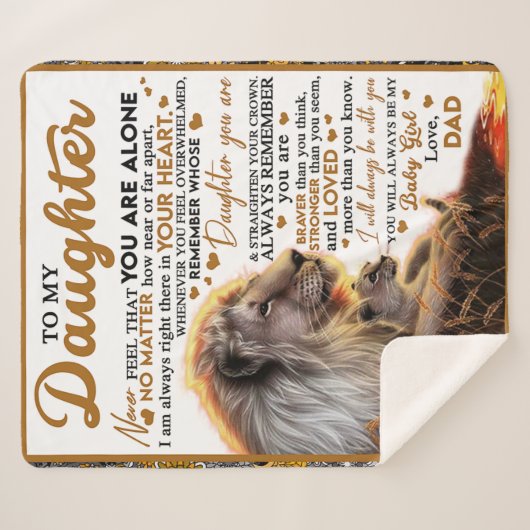 Couverture Sherpa À Ma Fille, Don D'Anniversaire Fille Fille Fille F (Devant (Horizontal))