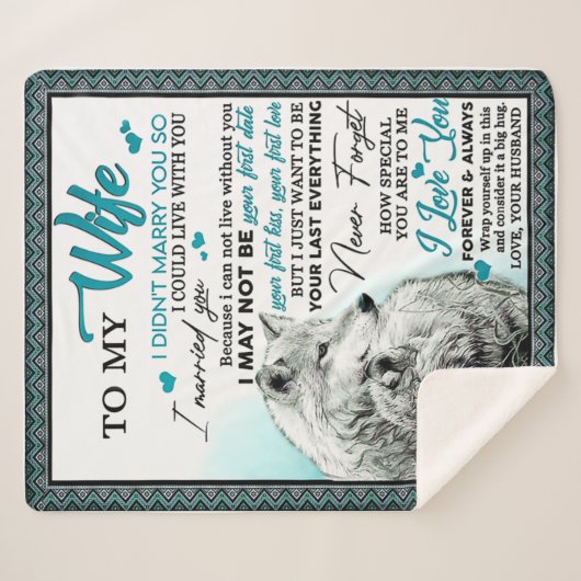 Couverture Sherpa À Mon Cadeau D'Anniversaire Femme Wolf, Cadeau Mar (Devant (Horizontal))