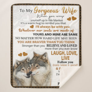 Couverture Sherpa À Mon Cadeau D'Anniversaire Femme Wolf, Cadeau Mar