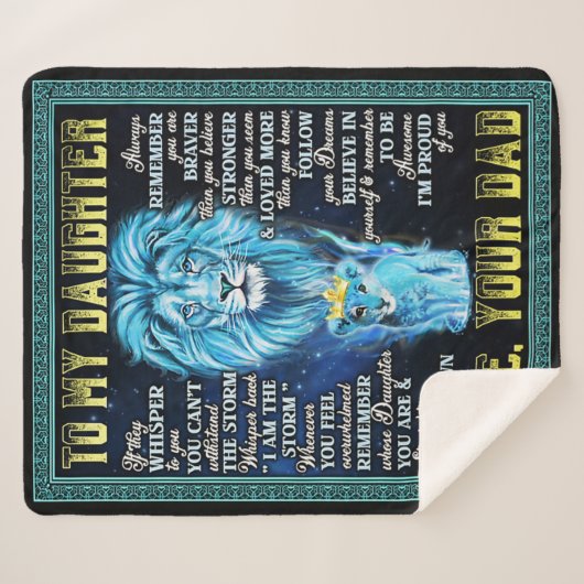 Couverture Sherpa À Mon Don Lion Fille, Don De Lion Papa (Devant (Horizontal))