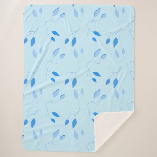 Couverture Sherpa à motif de feuilles bleues botan (Devant)