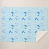 Couverture Sherpa à motif de feuilles bleues botan (Devant (Horizontal))