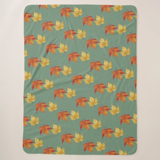 Couverture Sherpa à motif de feuilles d'automne (Devant)