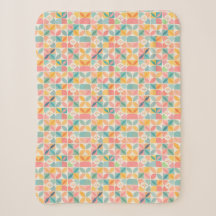 Couverture Sherpa à motif floral géométrique color