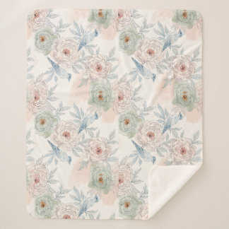 Couverture Sherpa A symphony of song and petals pattern