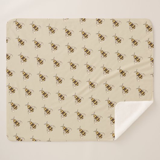 Couverture Sherpa Abeilles à bosses à main (Devant (Horizontal))