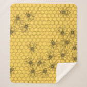 Couverture Sherpa Abeilles de miel jaune et peignes de miel (Devant)